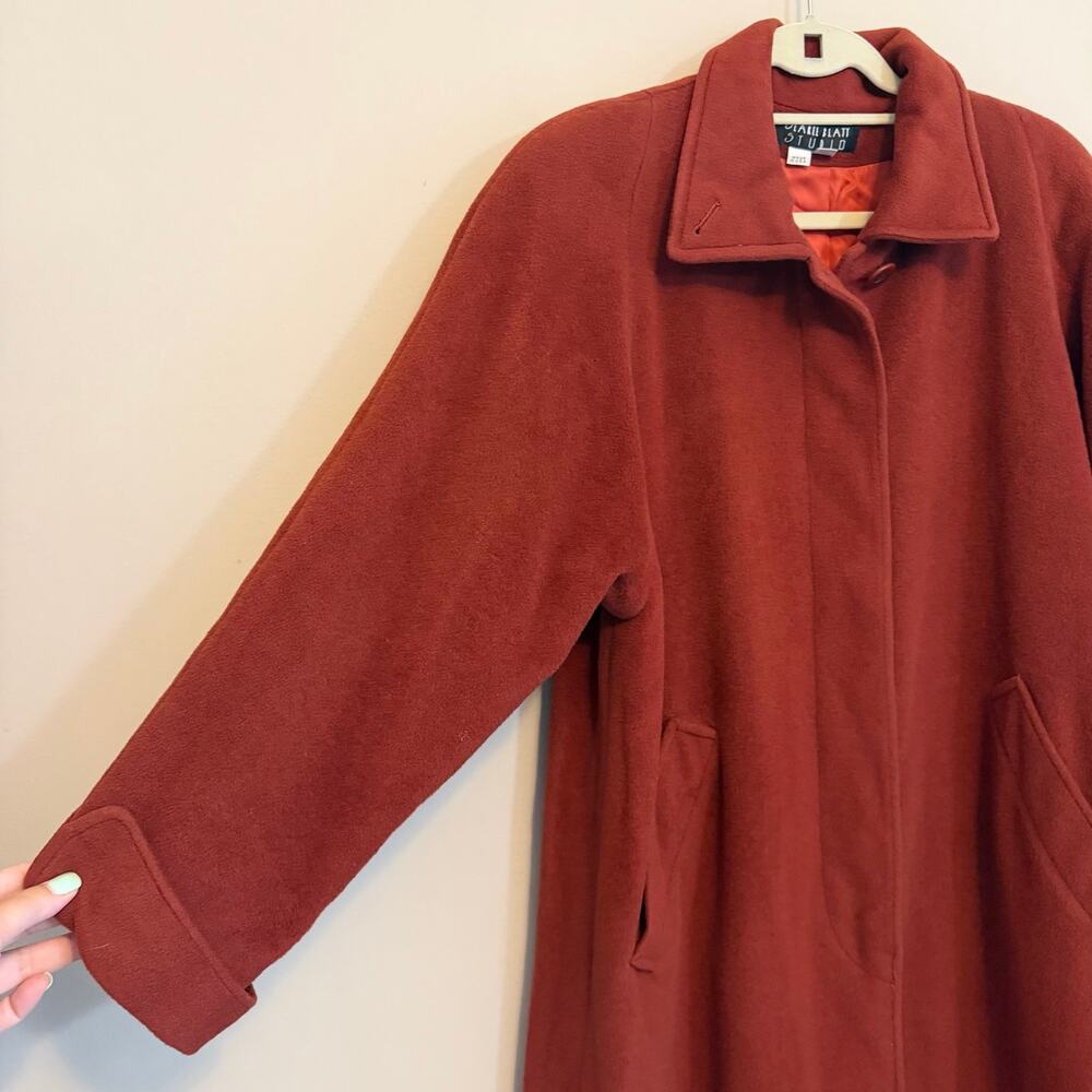 Vtg Searle Blatt Studio Camel Hair Trench Coat 6 Orange Long Luxury Classic Warm - Picture 3 of 8